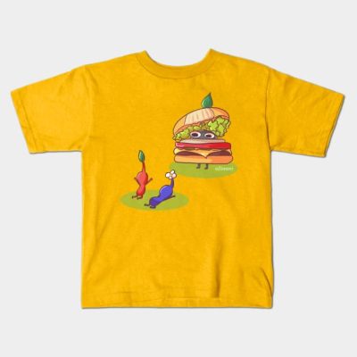 Pikmin Worshiping The Burger Pikmin Kids T-Shirt Official Cow Anime Merch