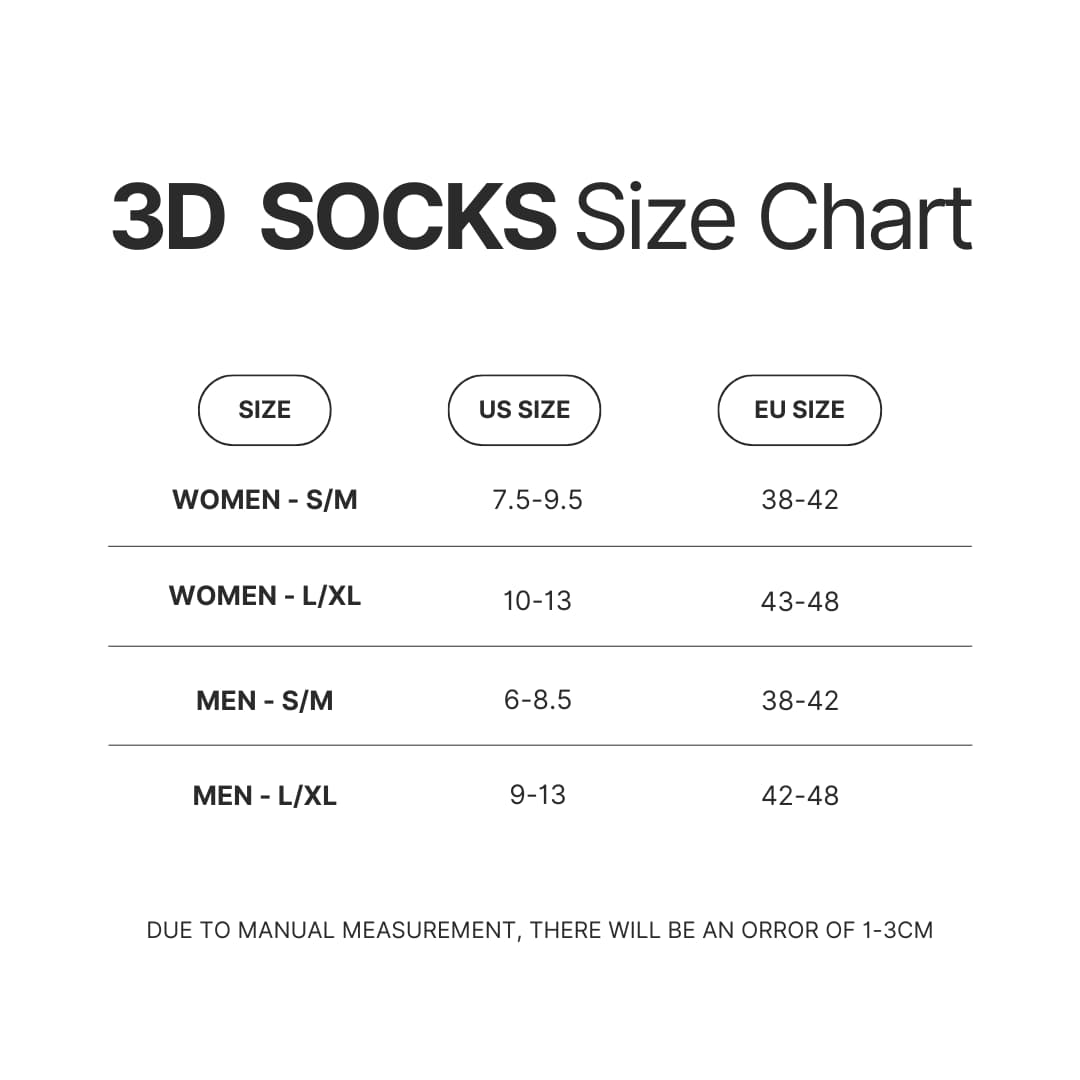 3D Socks Size Chart - Pikmin Shop