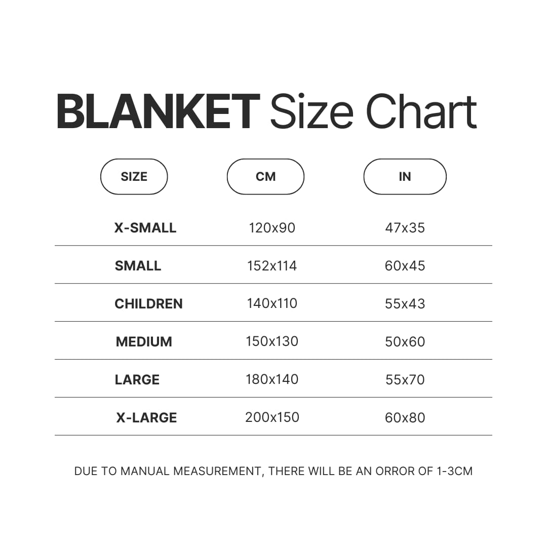 Blanket Size Chart - Pikmin Shop