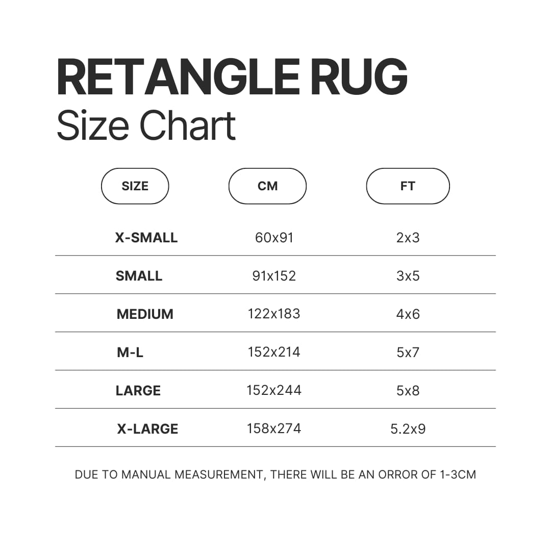 Retangle Rug Size Chart - Pikmin Shop