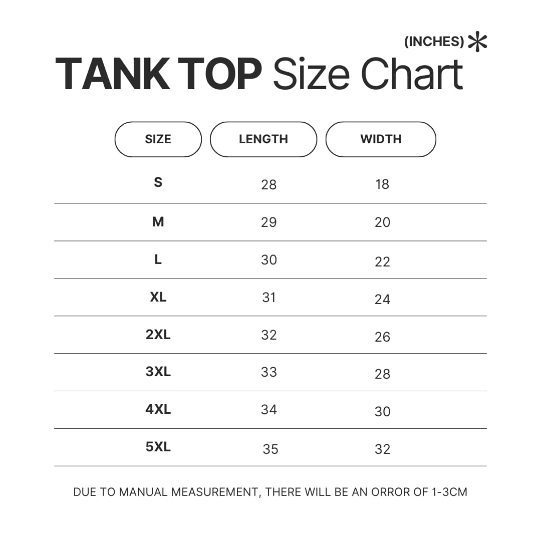 Tank Top Size Chart - Pikmin Shop