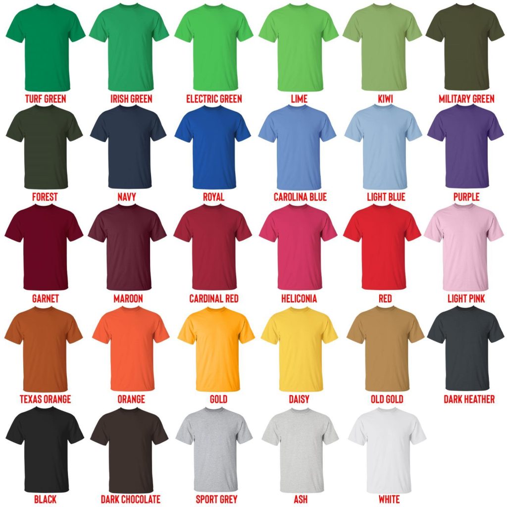 t shirt color chart - Pikmin Shop