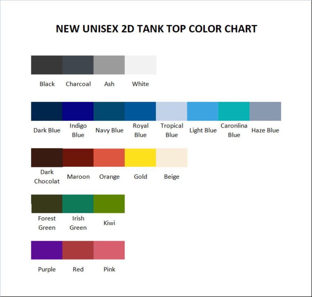 tank top color chart - Pikmin Shop