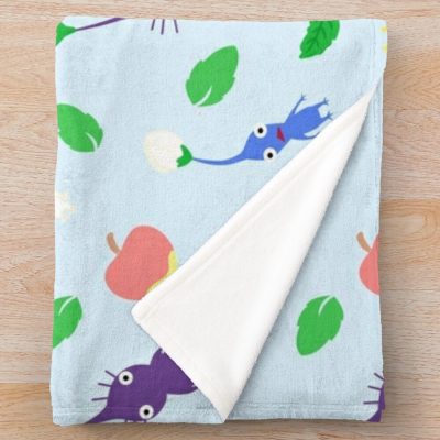Cute Pikmin Pattern Blue Throw Blanket Official Cow Anime Merch